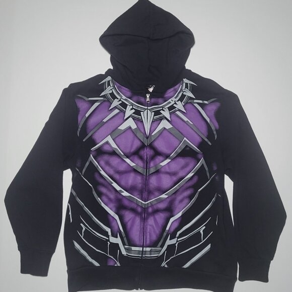 Marvel Other - Marvel Black Panther Youth Black and Purple Hooded Jacket Size Medium 10/12